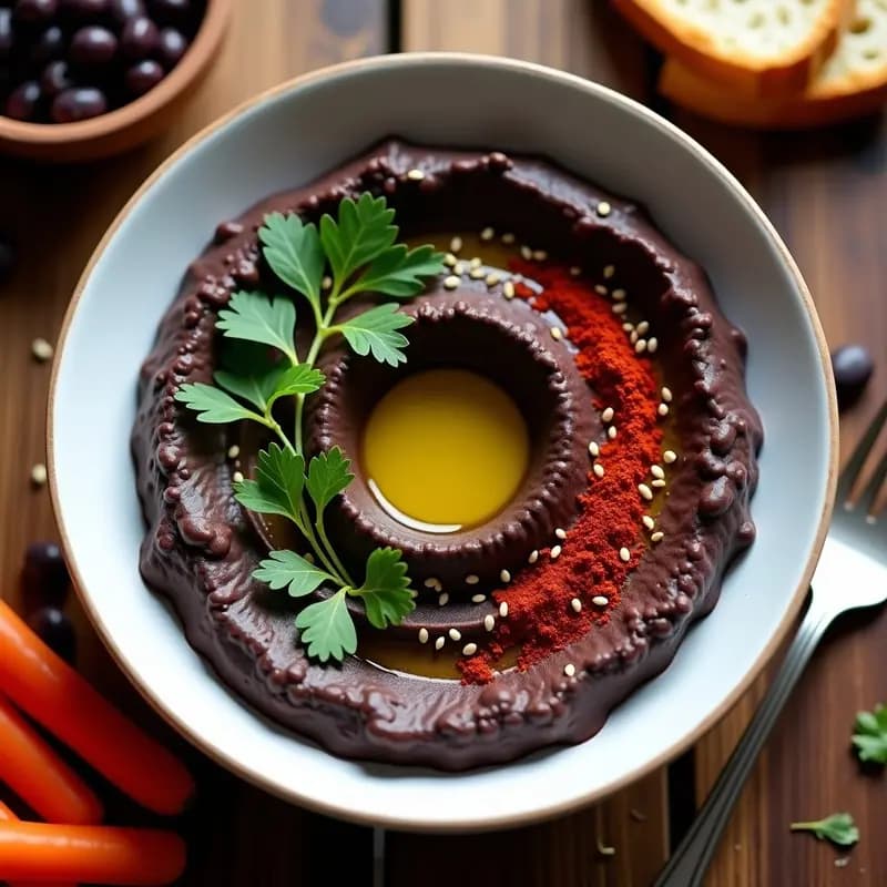 Hummus de Habas Negras con Aceite de Tahini y Pimentón: Receta Libanesa Sin Garbanzos y Sin Gluten