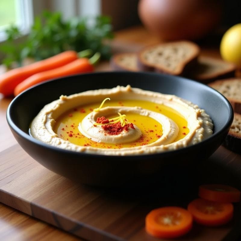 Hummus de Habas con Pimentón de la Vera y Aceite de Cascara de Limón: Receta Española en Thermomix