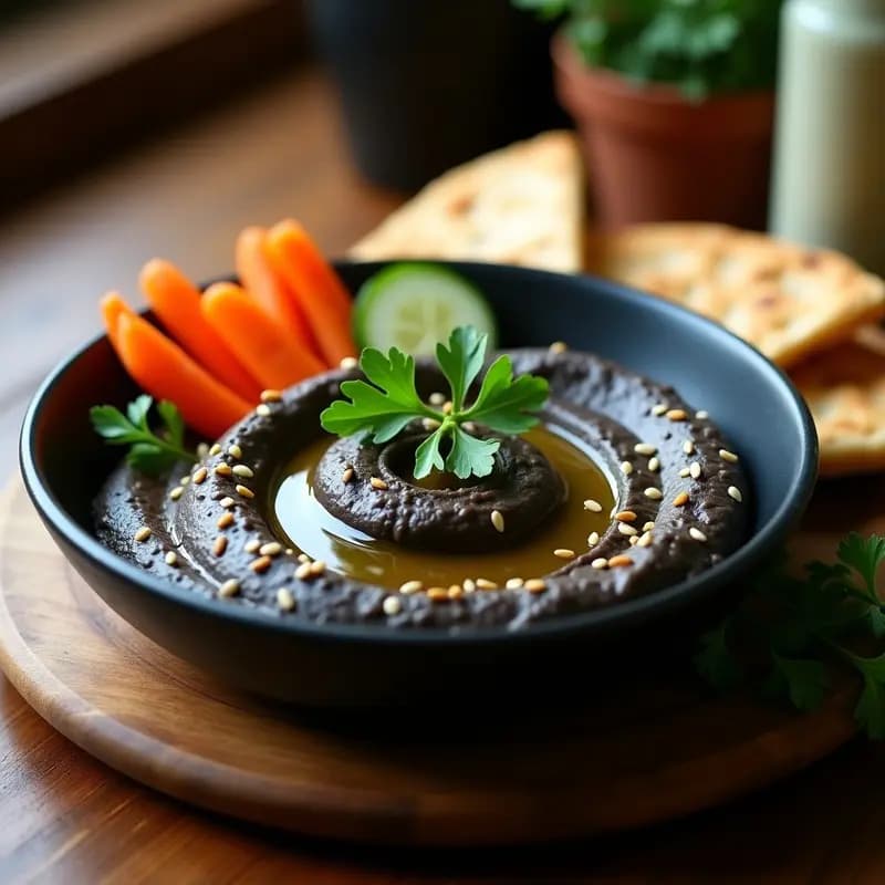 Hummus de Lentejas Beluga con Aceite de Trufa: Receta Orientale Gourmet Sin Tahini