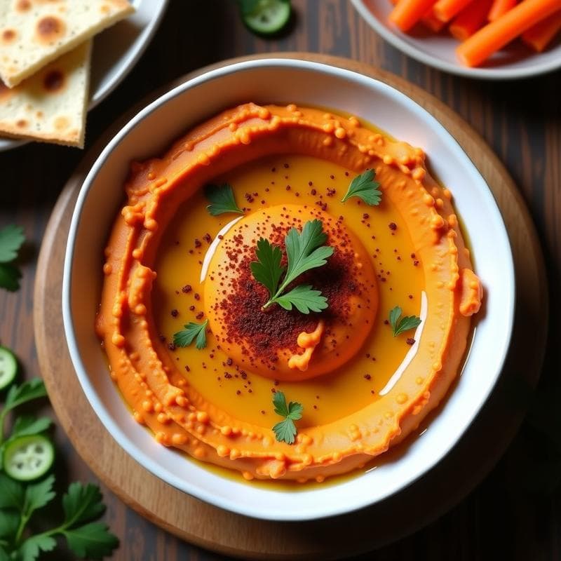 Hummus de Lentejas Corail con Aceite de Oliva Virgen y Pimentón: Aperitivo Árabe en 10 Minutos