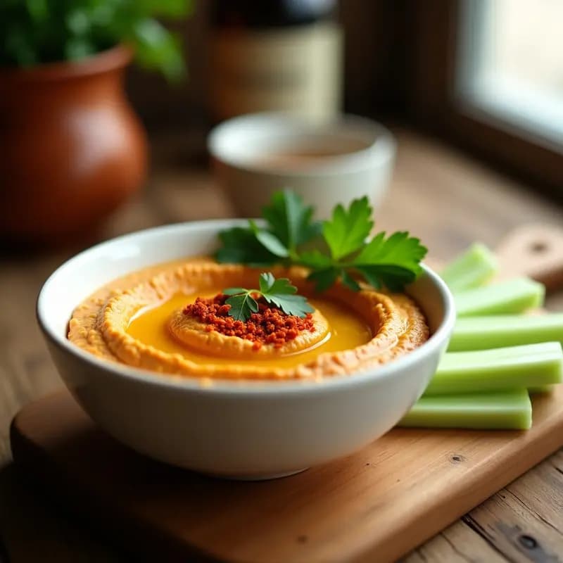 Hummus de Lentejas Rojas y Pimentón Ahumado: Dip Árabe Keto con Toque Picante