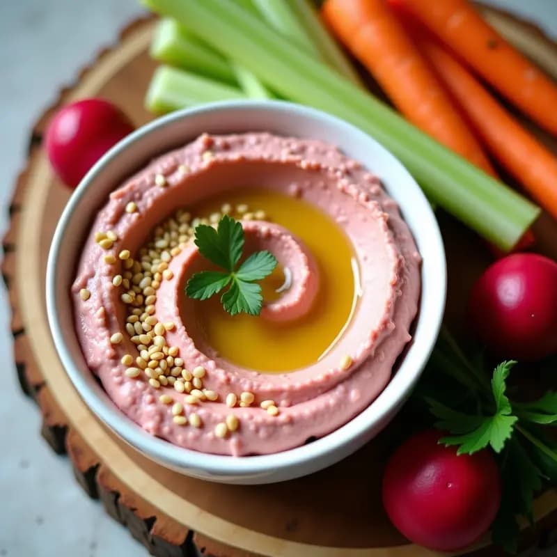 Hummus de Lentejas Rojas y Rábanos: Dip libanés bajo en calorías y sin tahini