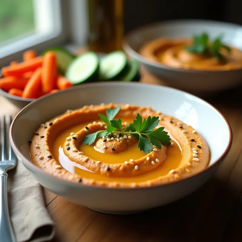 Hummus de Lentejas Rojas con Tahini y Limón: Receta de Oriente Medio Keto y Sin Harina