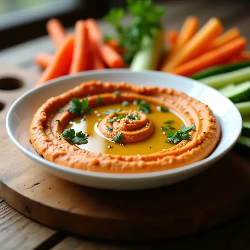 Hummus de Lentejas Rojos con Tahini y Aceite de Oliva: Aperitivo Sirio Protéico y Sin Gluten