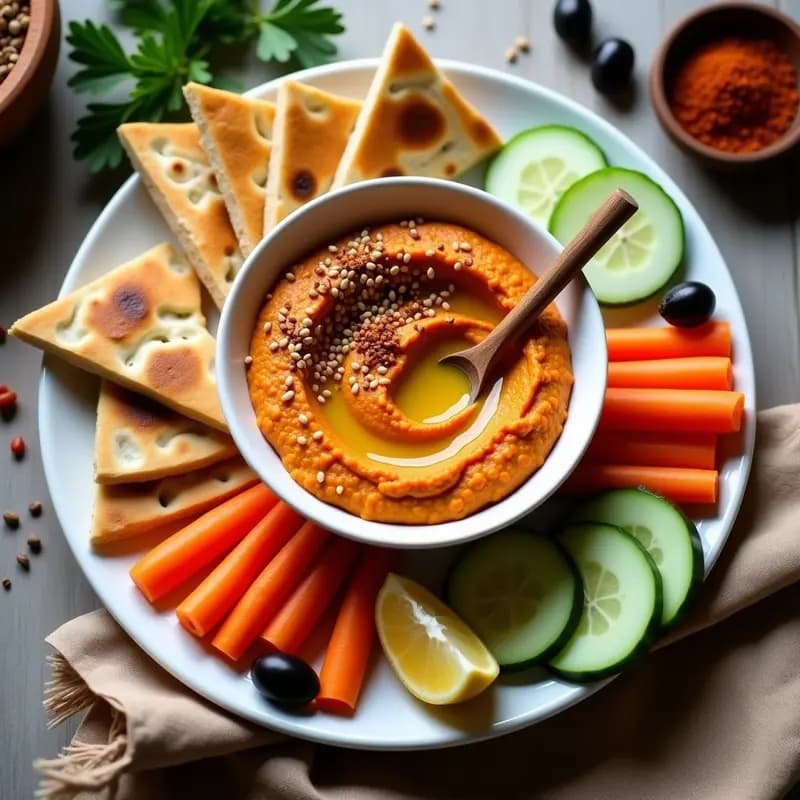 Hummus de Lentejas Rojas con Especias Zaatar: Dip Libanés Sin Garbanzos y Alto en Hierro