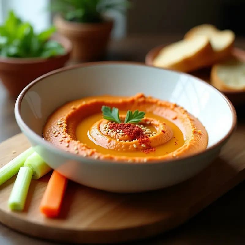 Hummus de Lentejas Rojos y Pimentón: Dip Español Sin Garbanzos y Alto en Proteína