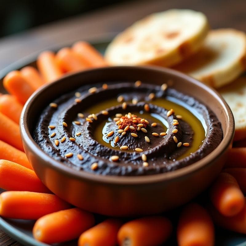 Hummus Negro con Ajo Carbonizado: Receta Ahumada y Cremosa en 15 Minutos