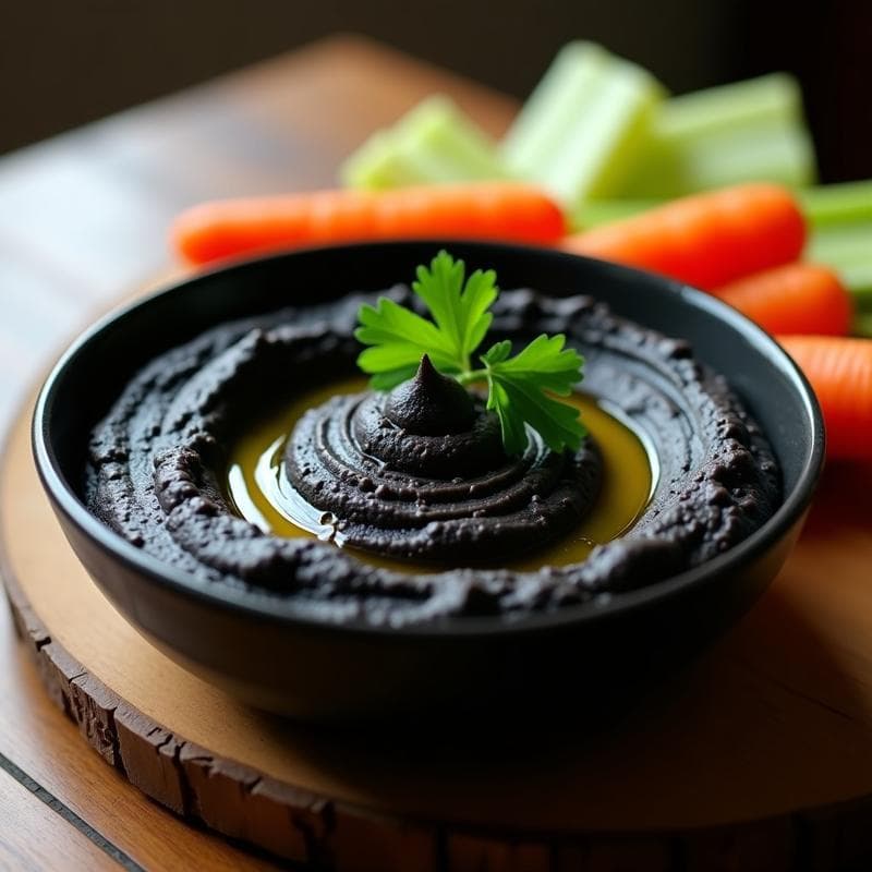Hummus Negro con Garbanzos Activados y Tahini: Receta Gourmet Alta en Proteína y Sin Gluten