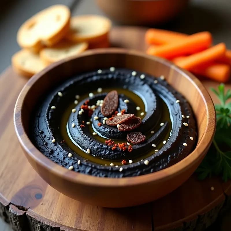 Hummus Negro con Trufa Ahumada: Receta Gourmet en 10 Minutos Sin Cocción