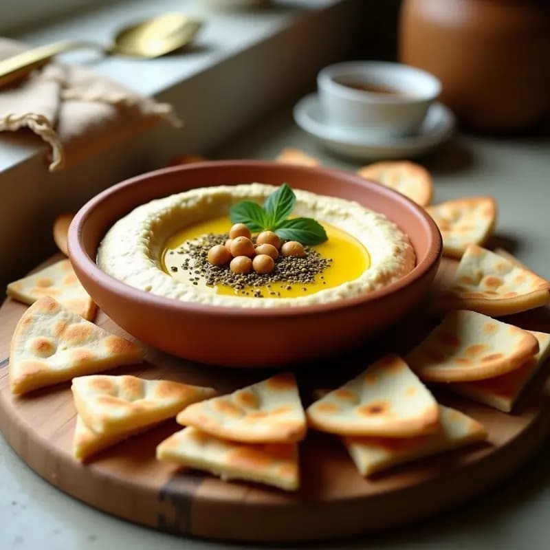 Hummus con Pan de Pita: Dip Mediooriental Cremoso y Versátil