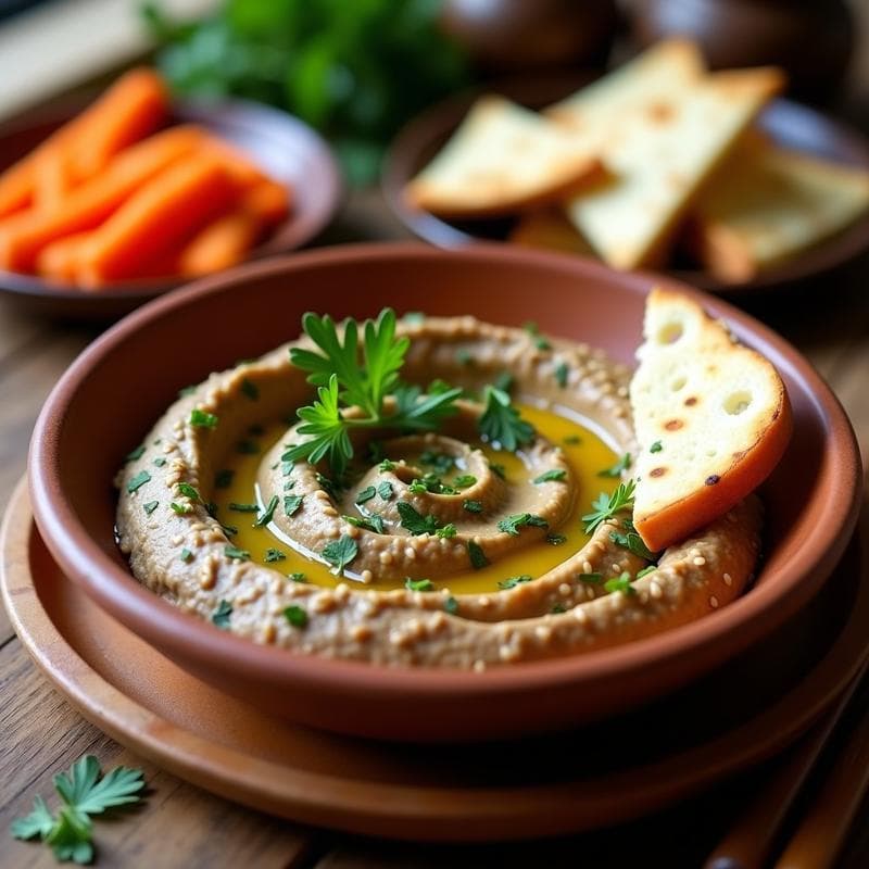 Hummus de Berenjena Ahumada: Receta Sudada con Toque a Fuego y Especias en 25 Minutos