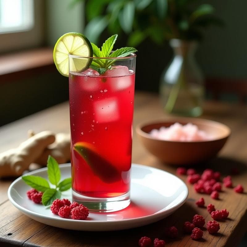 Infusión Fría de Hibisco y Jengibre: Bebida Detox y Digestiva con Toque Cítrico