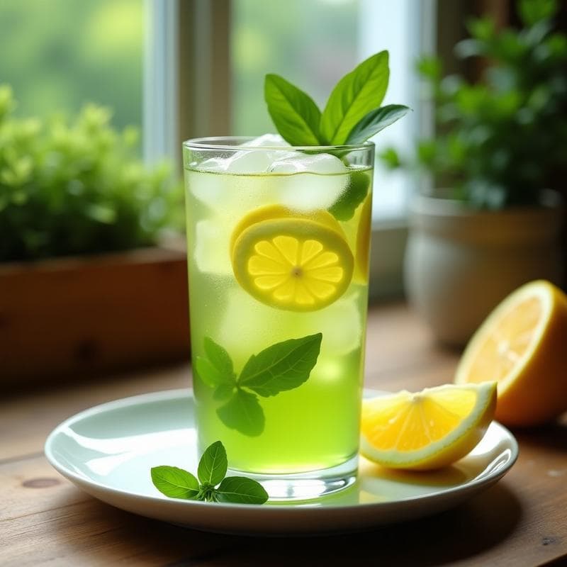 Infusión Helada de Té Verde, Limón y Albahaca: Bebida Detox Sin Cafeína para el Verano