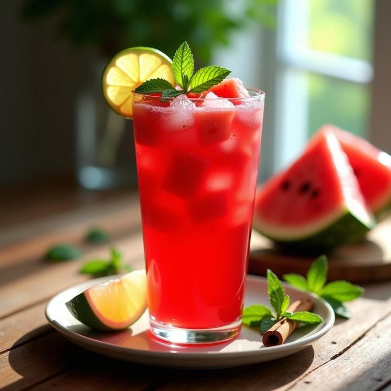 Infusión Fría de Hibisco y Jamaica con Trozos de Sandía: Bebida Refrescante para el Verano