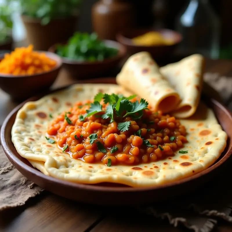 Injera con Curry de Lentejas Rojos: Plato Etiopé Vegano y Sin Gluten