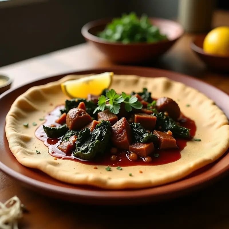 Injera con Estofado de Cordero y Berbere: Receta Etíope Tradicional y Picante