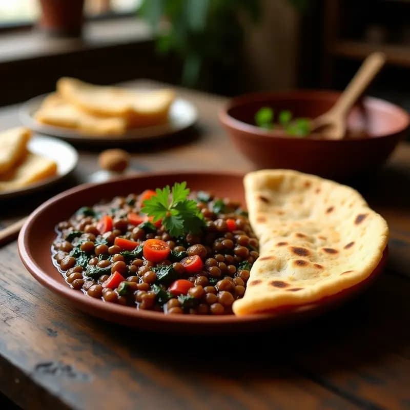 Injera Etíope con Estofado de Lentejas: Receta Vegana y Sin Gluten en Olla Lenta