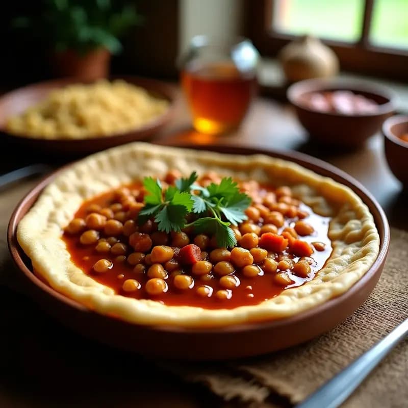 Injera Etiopía con Stew de Garbanzos y Berbere: Receta Tradicional en Olla Lenta