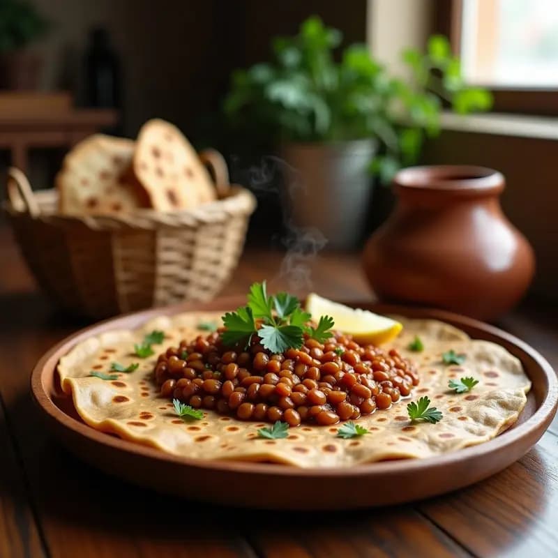 Injera Etíope con Lentillas y Berbere: Pan Esponjoso y Picante Sin Gluten