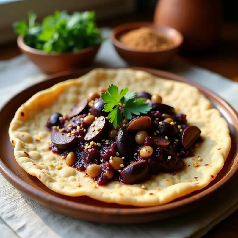 Injera con Stew de Berenjena: Receta Etíope 100% Vegana y Fermentada