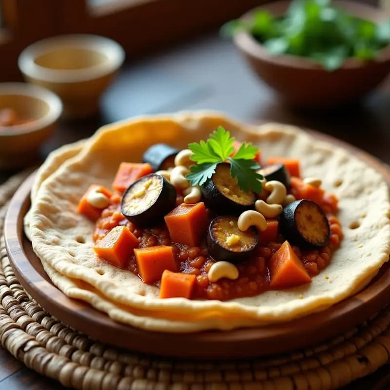 Injera de Teff con Wat de Berenjena y Zanahoria: Receta Etíope Sin Gluten y Fermentada