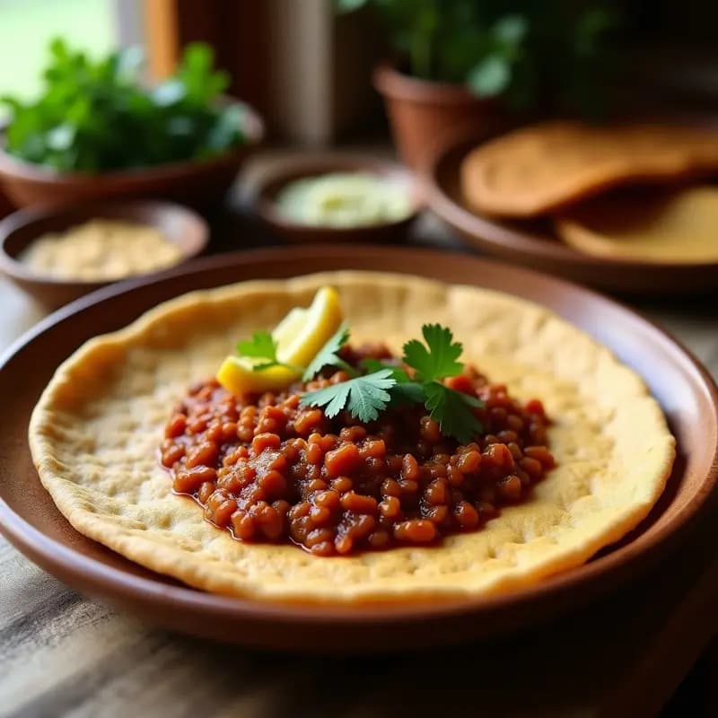Injera de Teff con Wat de Lentejas: Pan Etíope Vegano y Fermentado