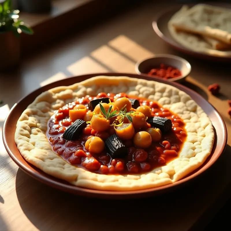 Injera con Wat de Garbanzos y Berenjena: Platos Etiopía Sin Gluten y Vegano