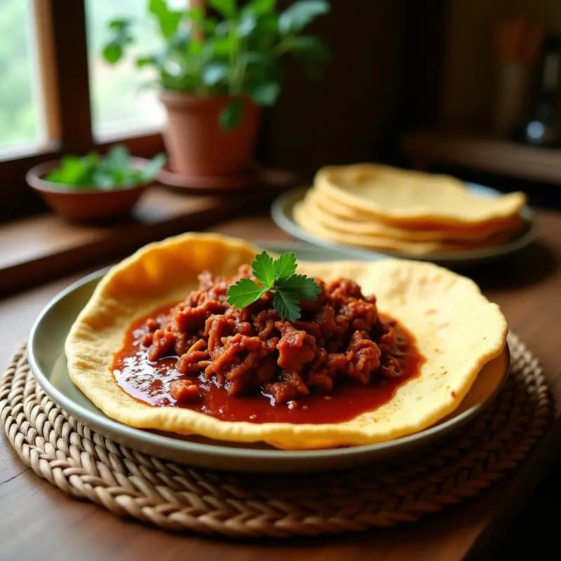 Injera con Wat de Jackfruit y Especias Berbere: Receta Etiopí Vegana y Picante