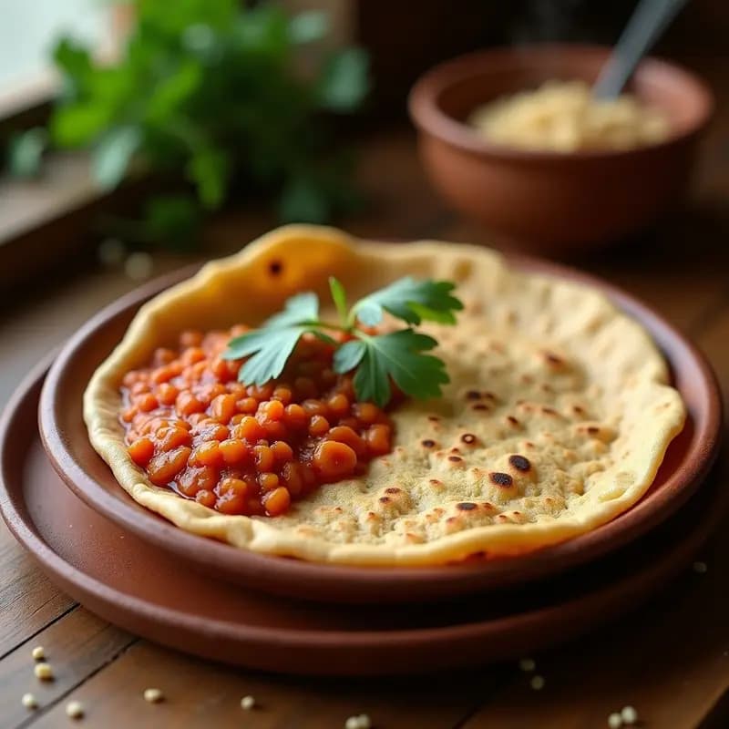 Injera con Wat de Lentejas Rojas: Pan Etíope Esponjoso y Estofado Especiado