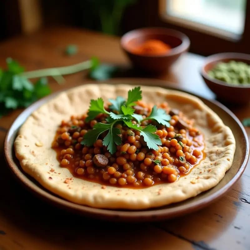 Injera Etíope con Wot de Lentejas Rojas y Berenjena: Platos Africanos Veganos y Sin Gluten