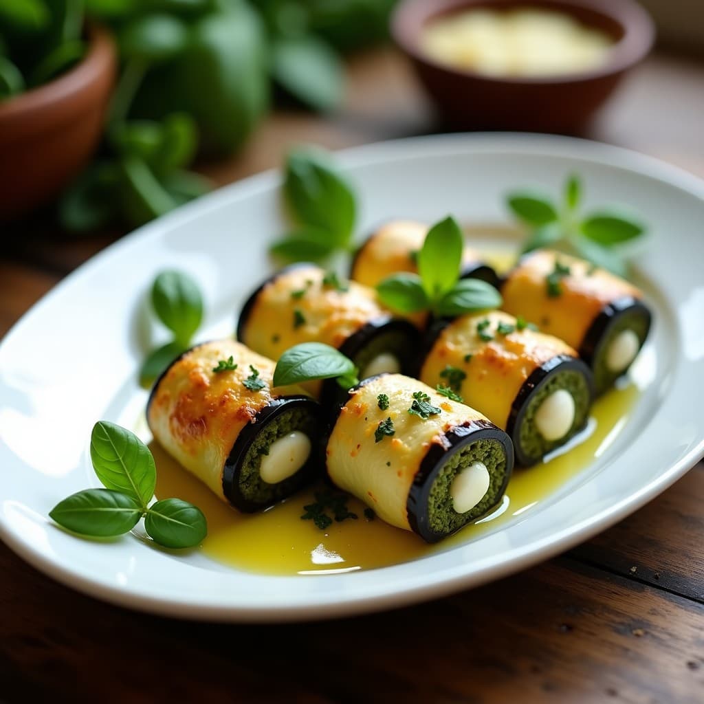 Involini de Berenjena con Pesto de Albahaca y Queso de Almendras: Receta Italiana Keto