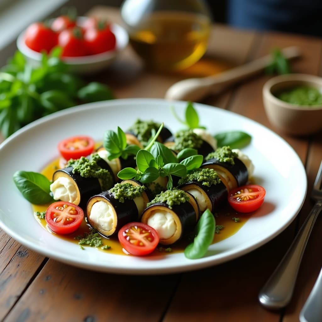 Involtini de Berenjena con Ricotta y Pesto de Rúcula: Receta Italiana Baja en Carbohidratos