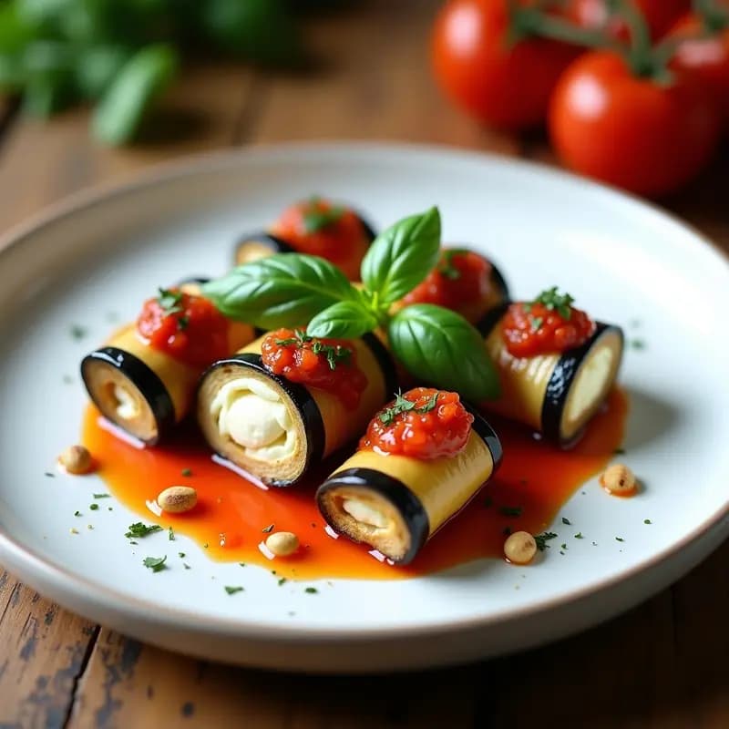Involtini de Berenjena y Ricotta con Salsa de Tomate Casera: Plato Italiano Sin Cocción Previa