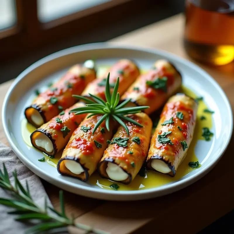 Involtini de Berenjena con Ricotta Vegana y Hierbas Provenzales: Receta Francesa en Horno