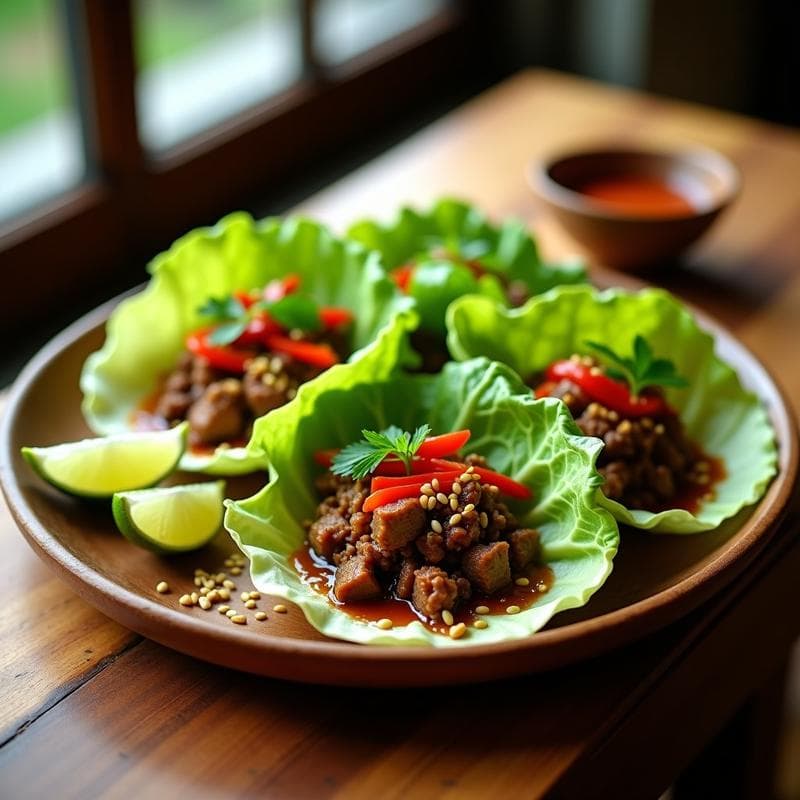 Einvoltorios de Lechuga con Carne de Res y Salsa de Tamarindo: Receta Keto y Baja en Carbohidratos