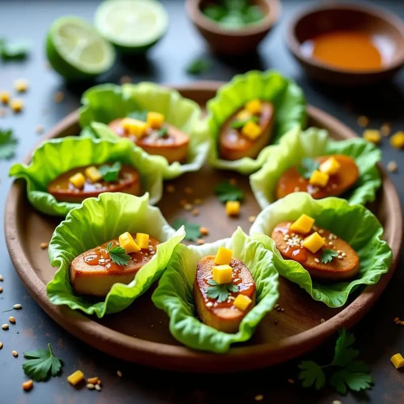 Involucros de Lechuga con Pollo al Satay y Mango: Receta Tailandesa Light y Sin Gluten