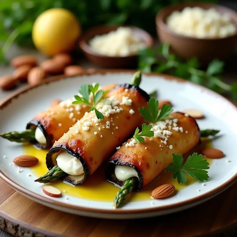 Involutini de Berenjena Rellenos de Ricotta y Espárragos: Aperitivo Siciliano en Airfryer