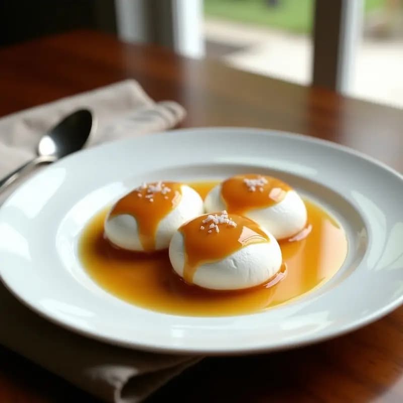 Islas Flotantes con Salsa de Caramelo Salado: Postre Francés Clásico Reinventado