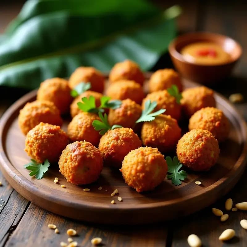 Issou Boulet Nigeriano: Bolitas de Judías Negras y Arachis con Toque Picante en Airfryer