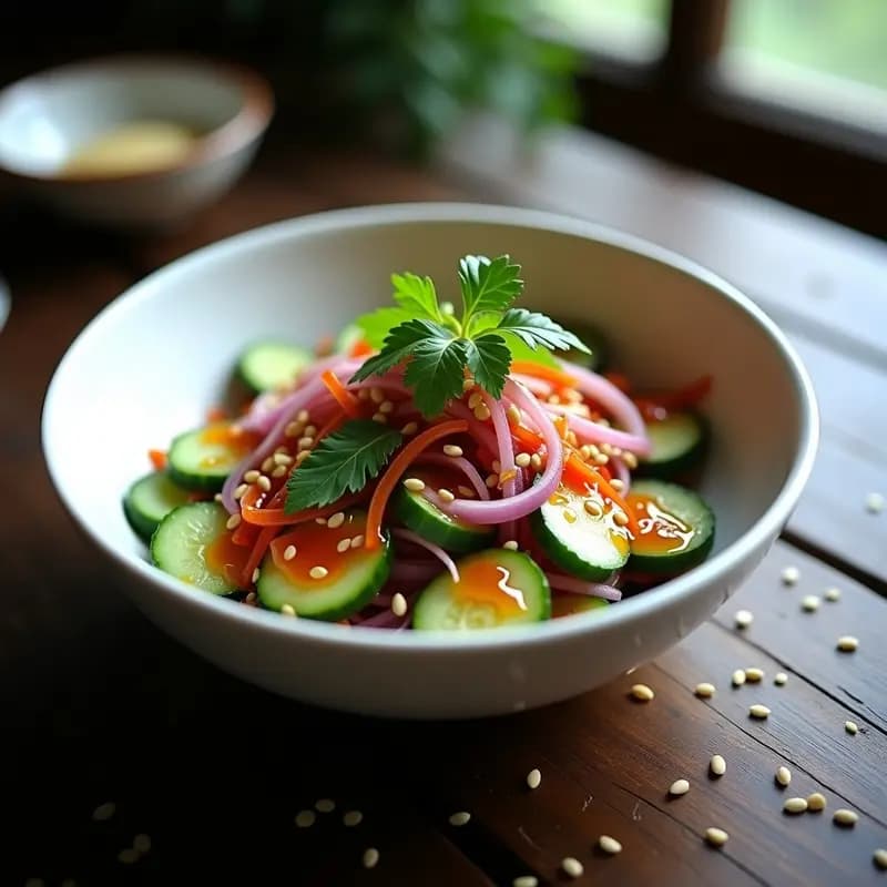 Jajik Coreano con Pepino y Sésamo: Ensalada Refrescante y Picante para Acompañar BBQ