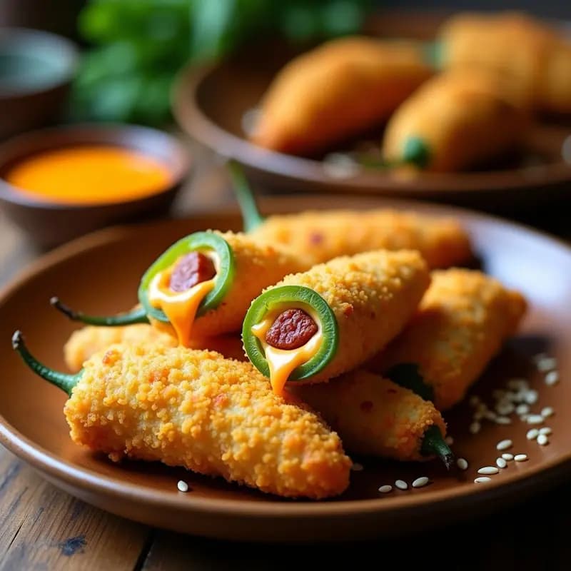 Jalapeño Poppers Rellenos de Queso Vegano y Chorizo de Sincelejo: Aperitivo Picante Colombiano