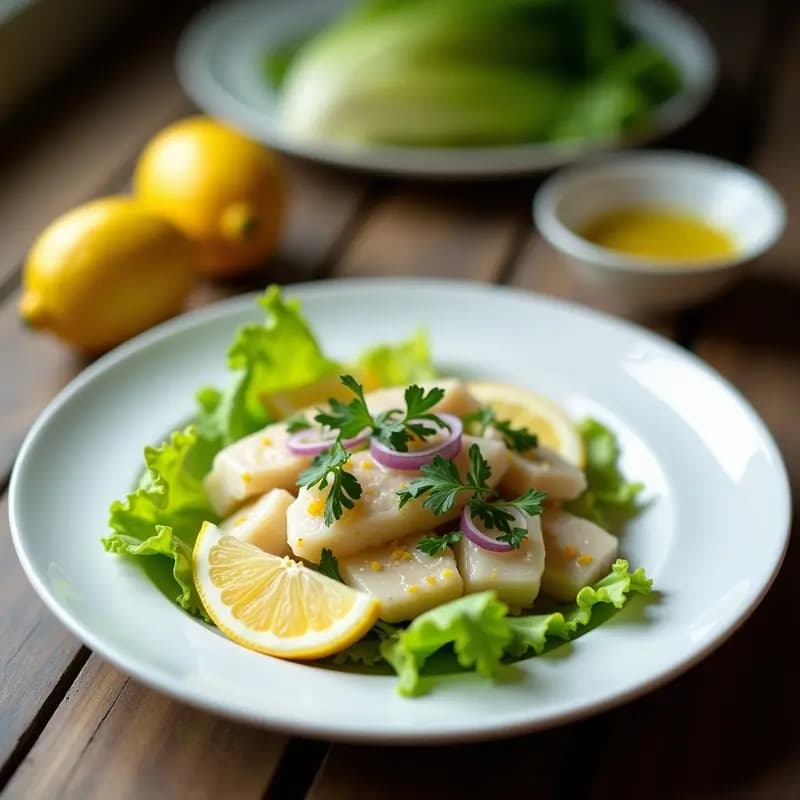 Jalea de Pescado con Vinagreta de Limón y Ajo: Entrante Portugués Fresco y Sin Gluten