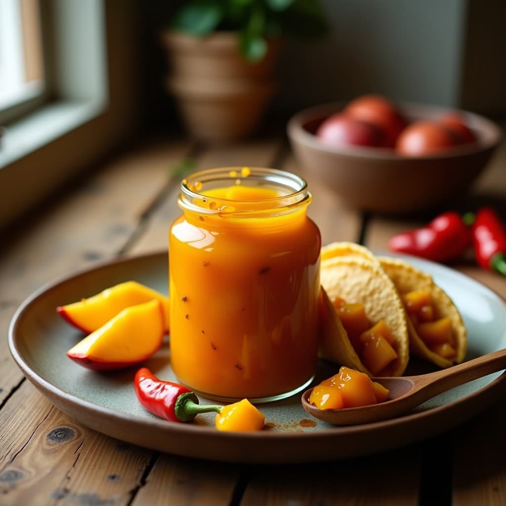 Jalea Real de Mango y Chile Habanero con Vinagre de Manzana: Salsa Mexicana para Tacos