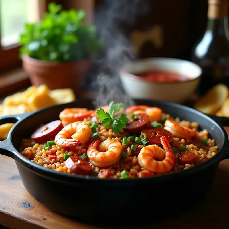 Jambalaya de Camarones y Salchicha Andouille: Receta Cajún en Una Sola Olla