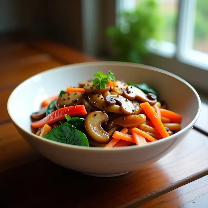 Japchae Coreano con Batata y Champiñones Shiitake: Receta Vegana y Sin Gluten para Tupper