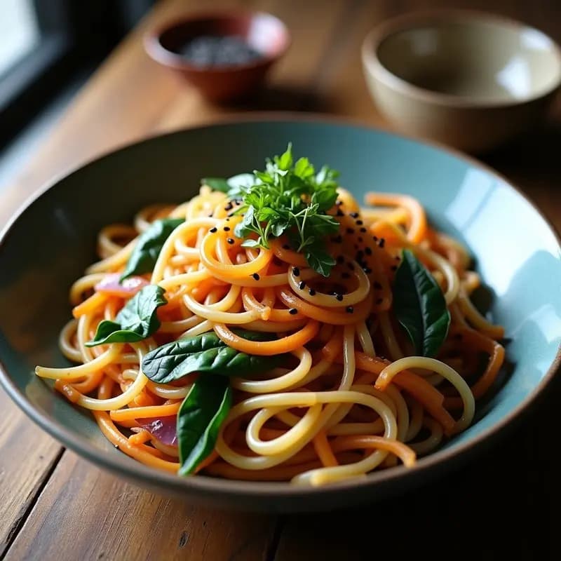 Japchae de Camote y Espinacas: Fideos Coreanos Sin Gluten y Veganos