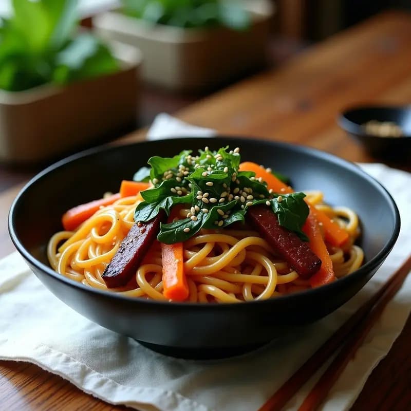 Japchae Coreano con Batata y Espinacas: Receta Tradicional de Fideos de Camote