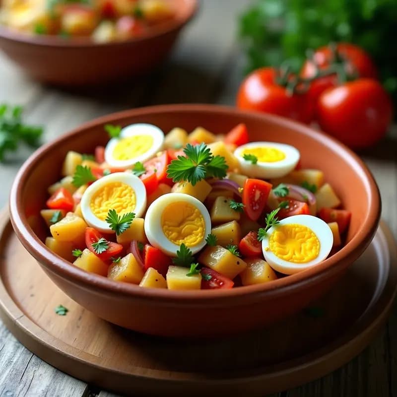 Jardín de Tienea: Ensalada Canaria con Ventresca, Huevos y Patatas