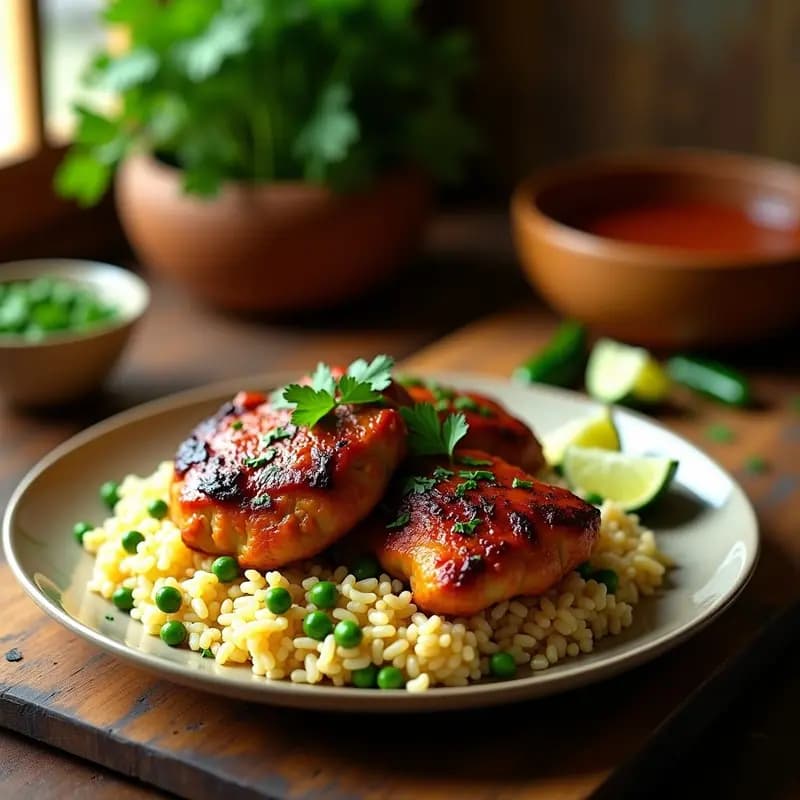 Jerk Chicken Jamaicano con Arroz y Guisantes: Receta Caribeña Picante y Sabrosa