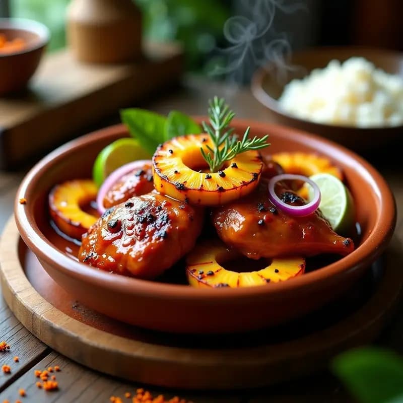 Jerk Chicken Jamaicano con Piña Asada: Receta en Olla Rápida con Especias Caribeñas